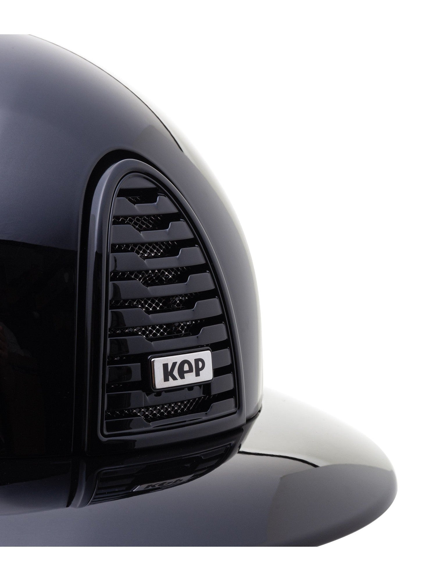 KEP ITALIA CROMO 2.0 POLISH KASK JEŹDZIECKI POLO VISOR/BLK CHIN/POLISH BLK/METAL SILVER SHINE LOGO CZARNY - KEP Italia Equishop