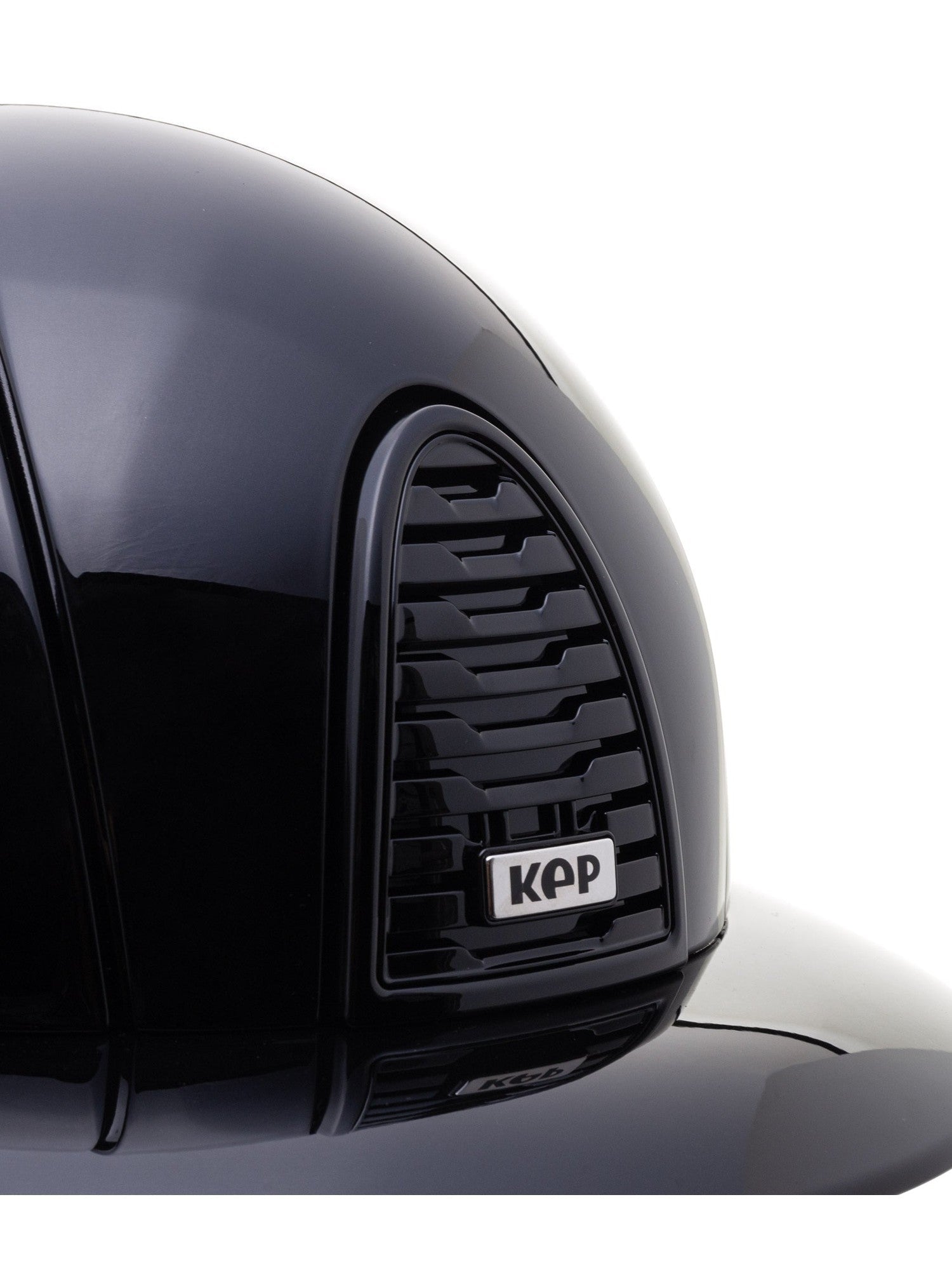 KEP ITALIA CROMO 2.0 POLISH KASK JEŹDZIECKI POLO VISOR/BLK CHIN/POLISH BLK/METAL SILVER SHINE LOGO CZARNY - KEP Italia Equishop