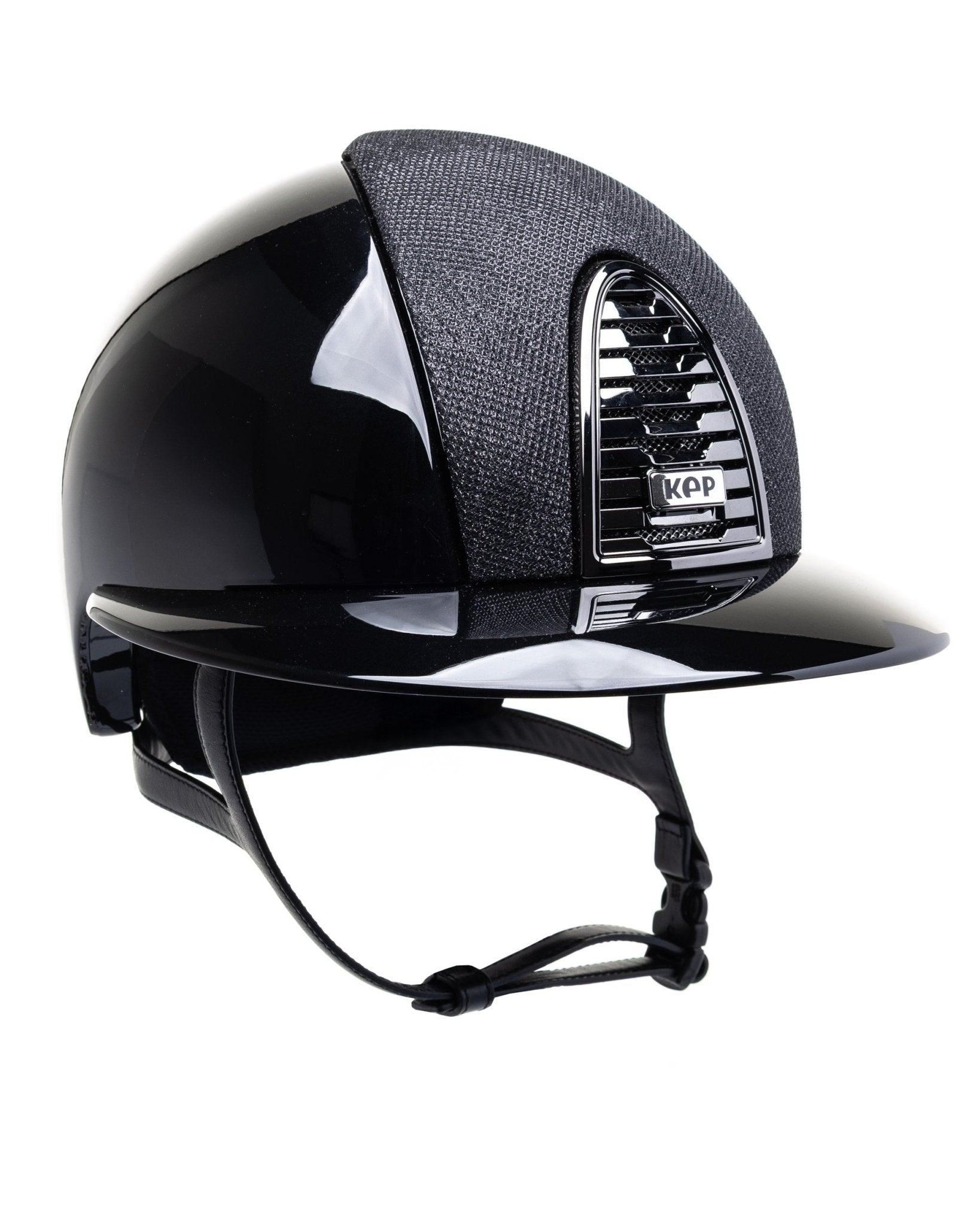KEP ITALIA CROMO 2.0 POLISH KASK JEŹDZIECKI POLO VISOR/LUMINOR/MIRROR BLACK/SHINE LOGO CZARNY - KEP Italia Equishop