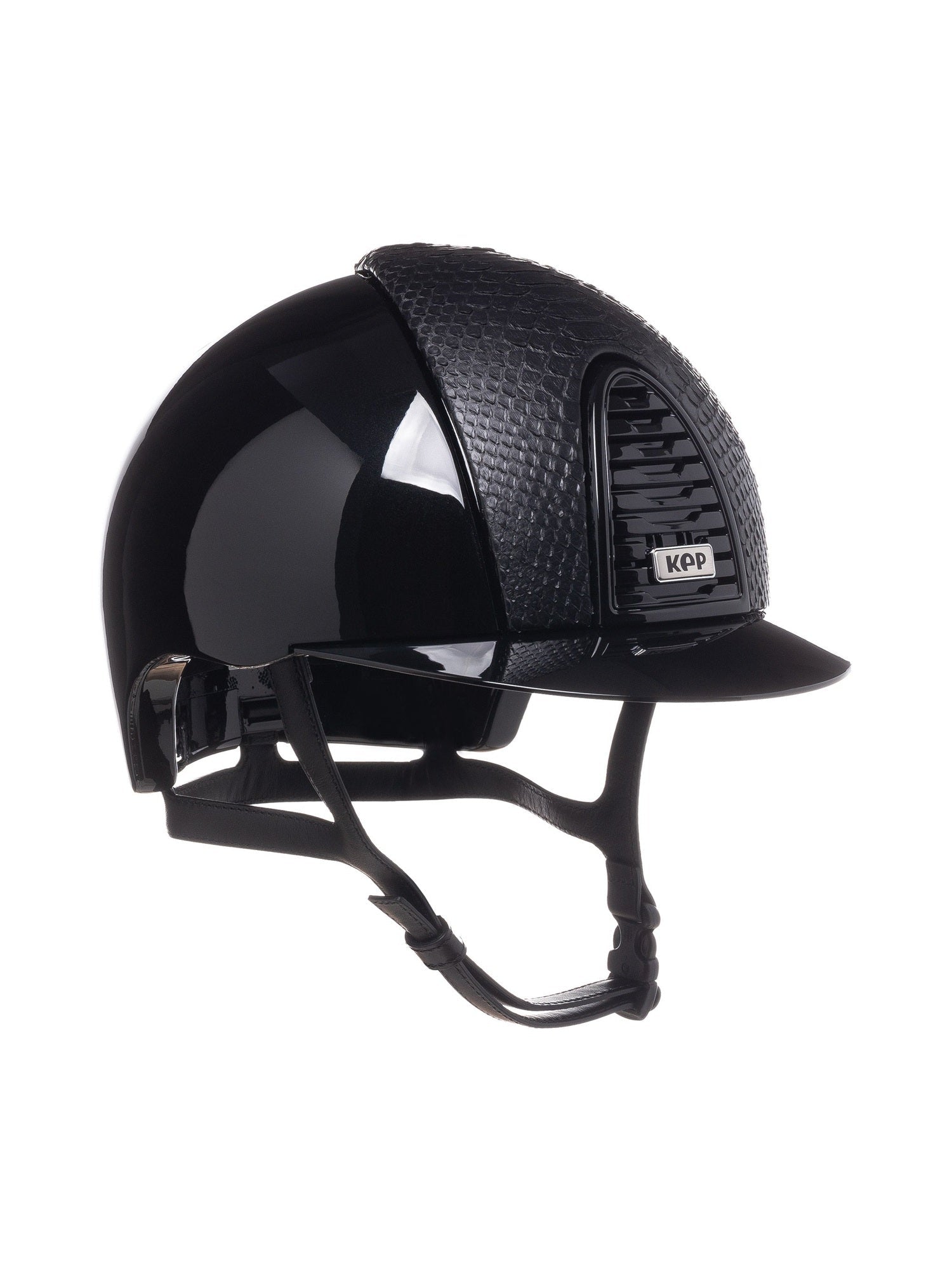 KEP ITALIA CROMO 2.0 POLISH KASK JEŹDZIECKI PYTHON MATT FRONT/POLISH VISORS FRAME/MIRROR CROMO BUTTON/SLV MATT LOGO CZARNY - KEP Italia Equishop