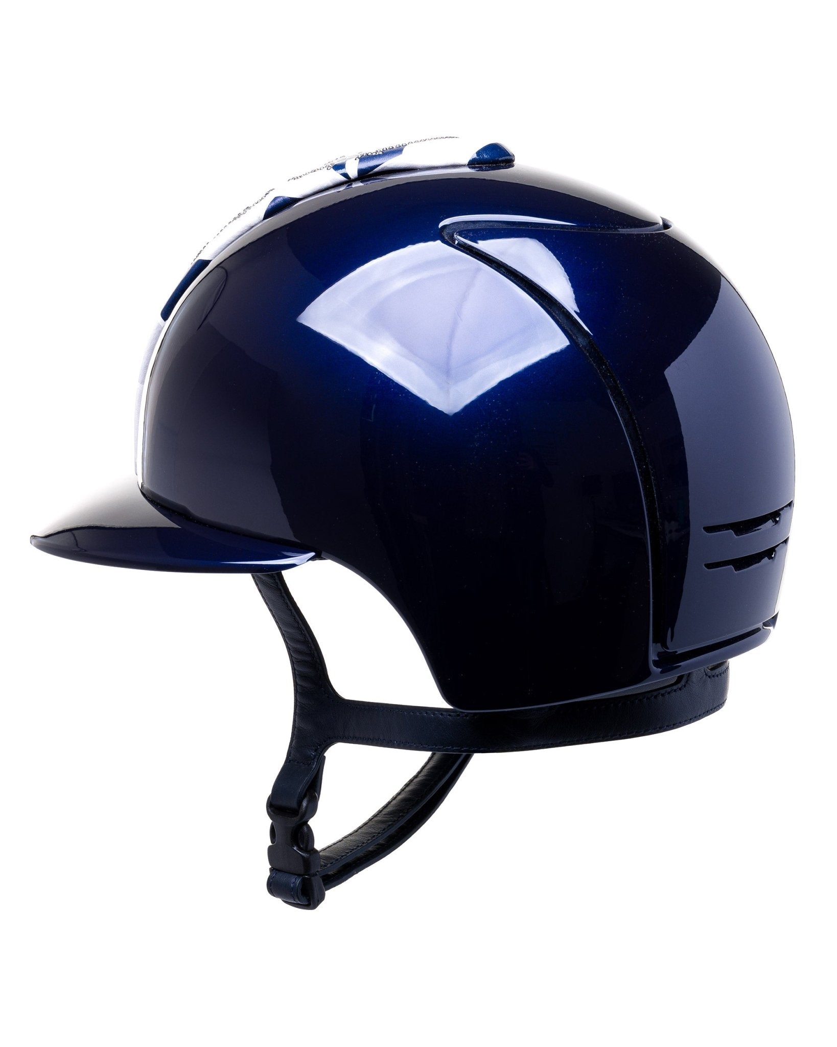 KEP ITALIA CROMO 2.0 POLISH KASK JEŹDZIECKI SILVER NIGHT SWARO/CHROME/FURIUS FRONTAL GRANATOWY - Kep Italia Equishop
