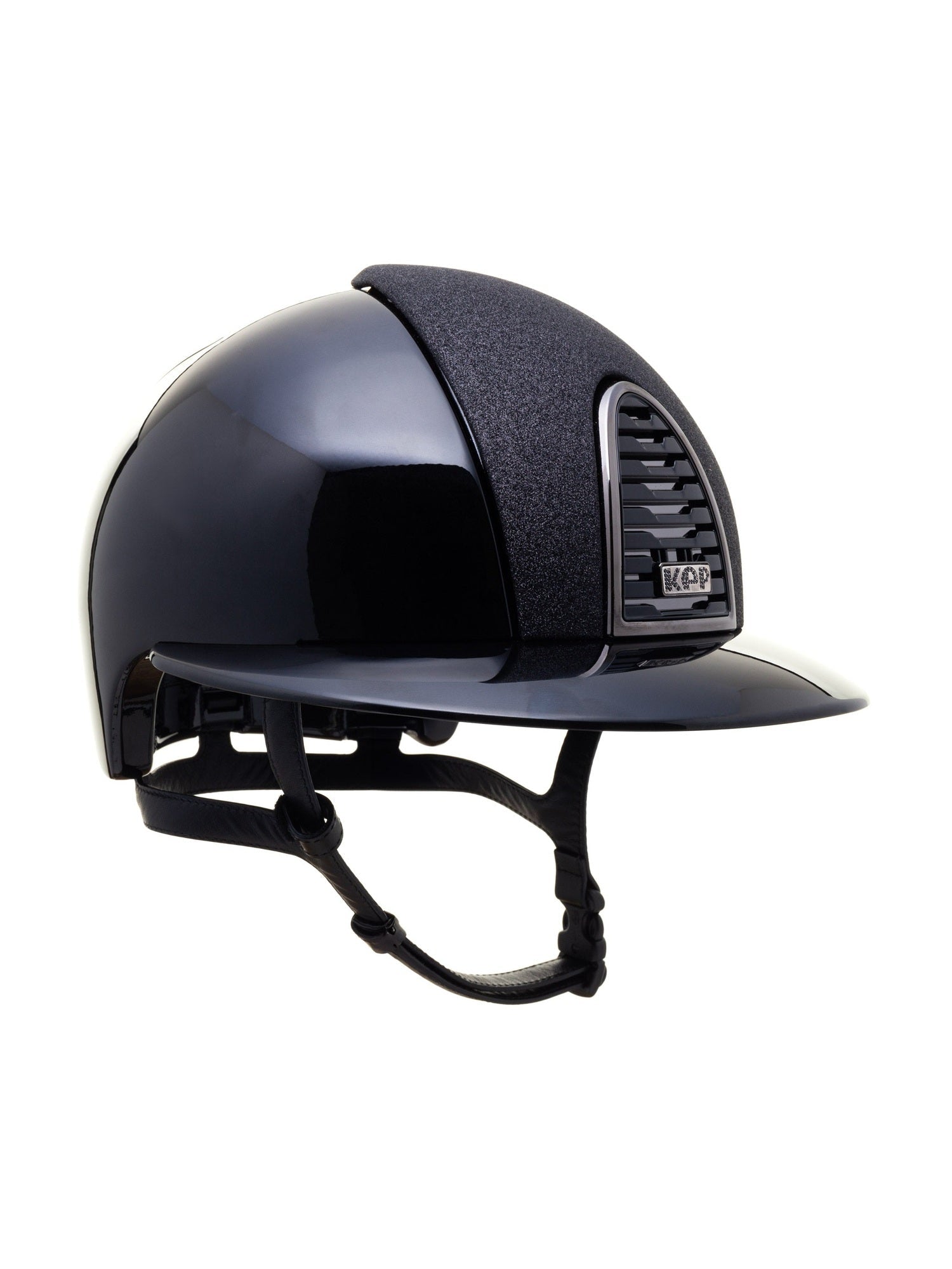 KEP ITALIA CROMO 2.0 POLISH KASK JEŹDZIECKI STAR BLK FRONT/POLISH VISOR/MIRROR BLK FRAME BUTTON/ZIRCONI LOGO CZARNY - KEP Italia Equishop