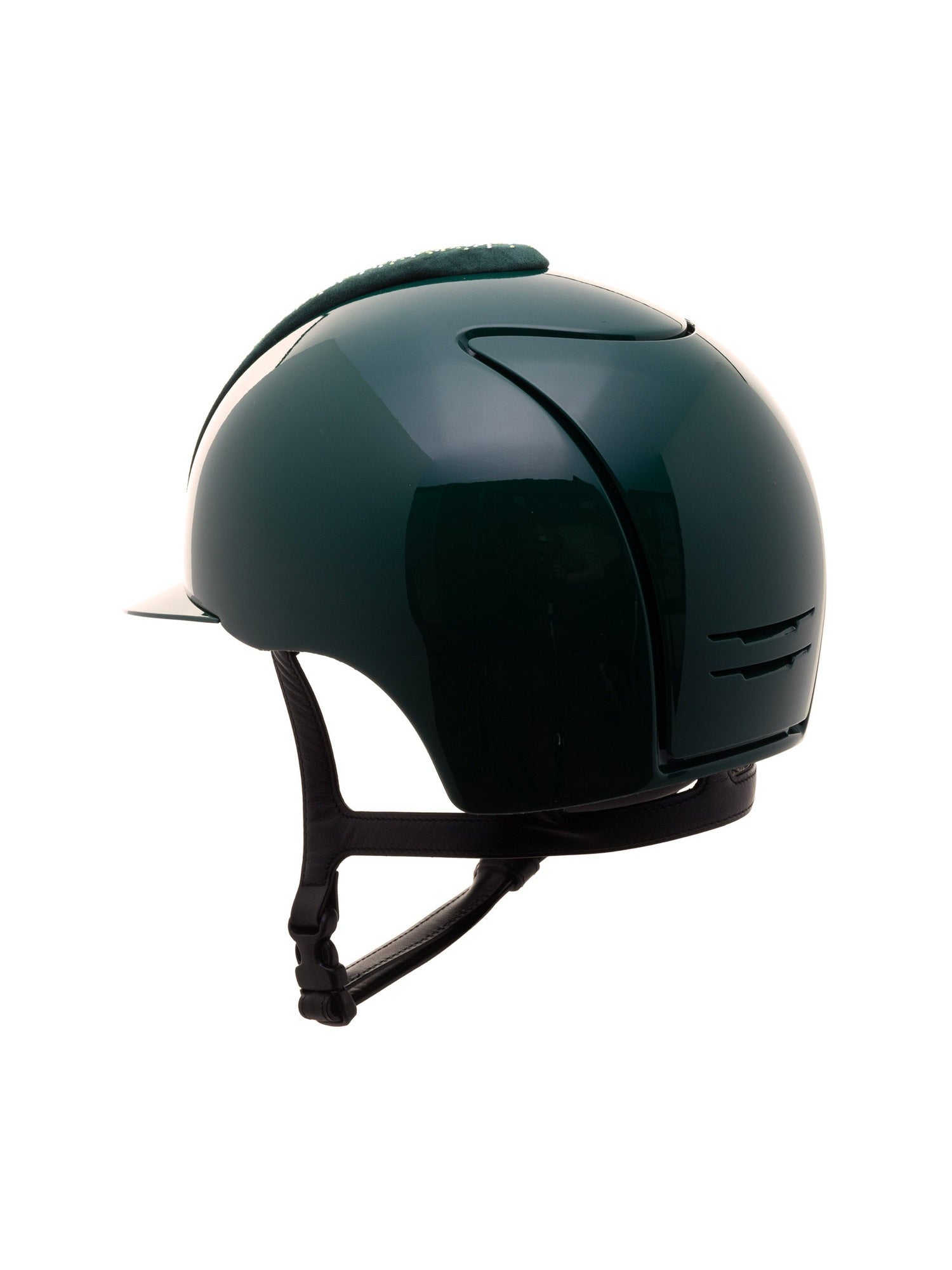 KEP ITALIA CROMO 2.0 POLISH KASK JEŹDZIECKI SUEDE GREEN NUANCED SILV/BLACK STRAP/METAL GREEN LOGO ZIELONY - KEP Italia Equishop