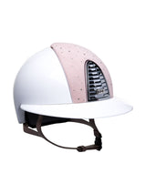 KEP ITALIA CROMO 2.0 POLISH KASK JEŹDZIECKI SUEDE POWDER DROP CRYSTAL/POWDER CHIN/MIRROR SLV BIAŁY - KEP Italia Equishop
