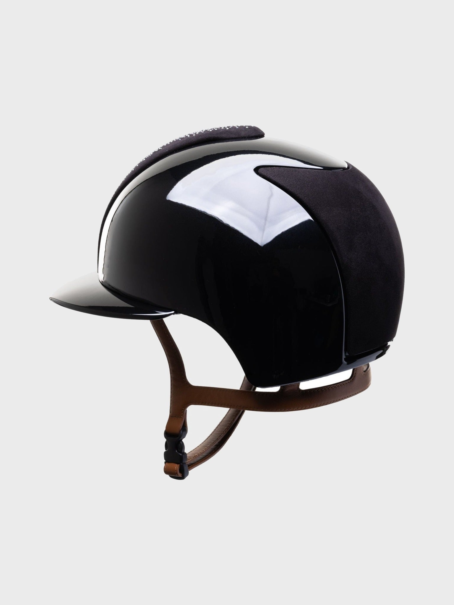 KEP ITALIA CROMO 2.0 POLISH POLO KASK SUEDE BLACK NEBULA SILVER/CRYSTALS FRAME/ZIRCONS LOGO CZARNY - KEP Italia Equishop