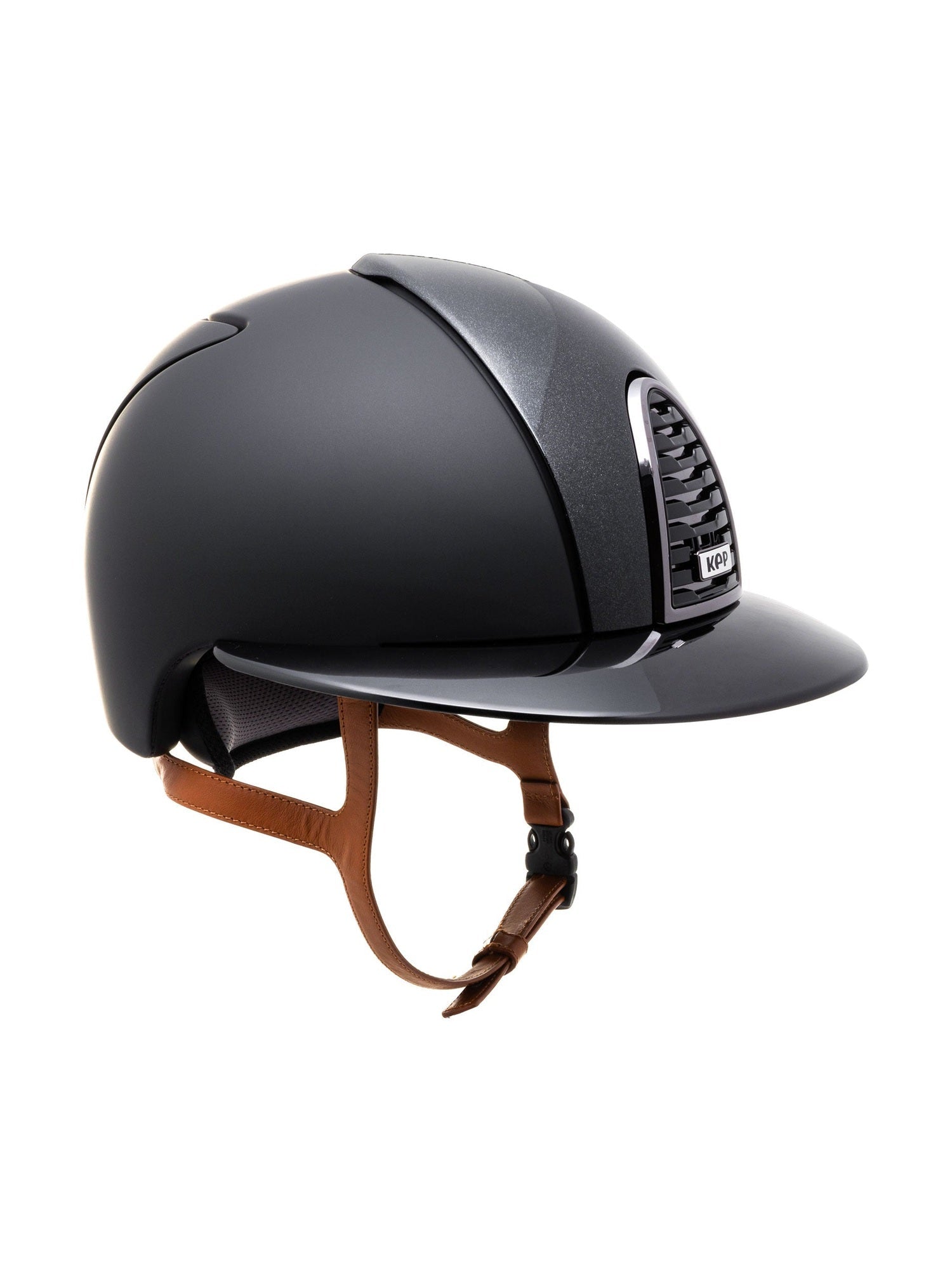 KEP ITALIA CROMO 2.0 TEXTILE KASK JEŹDZIECKI DIAMOND FRONT/POLISH POLO VISOR/BEIGE CHIN/MIRROR FRAME/SILVER LOGO CZARNY - KEP Italia Equishop