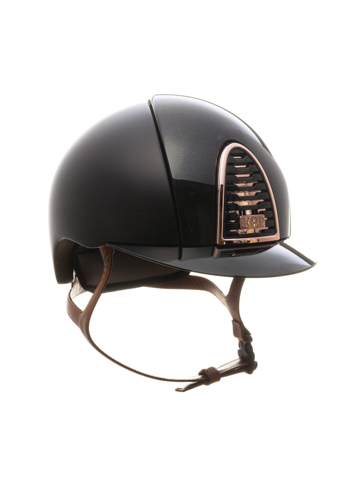 KEP ITALIA CROMO 2.0 TEXTILE KASK JEŹDZIECKI DIAMOND FRONT/POLISH VISOR/BEIGE CHIN/ROSE GOLD FRAME/POLISH GRID/ZIRCONS RG LOGO CZARNY Equishop