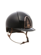 KEP ITALIA CROMO 2.0 TEXTILE KASK JEŹDZIECKI DIAMOND FRONT/POLISH VISOR/BEIGE CHIN/ROSE GOLD FRAME/POLISH GRID/ZIRCONS RG LOGO CZARNY Equishop
