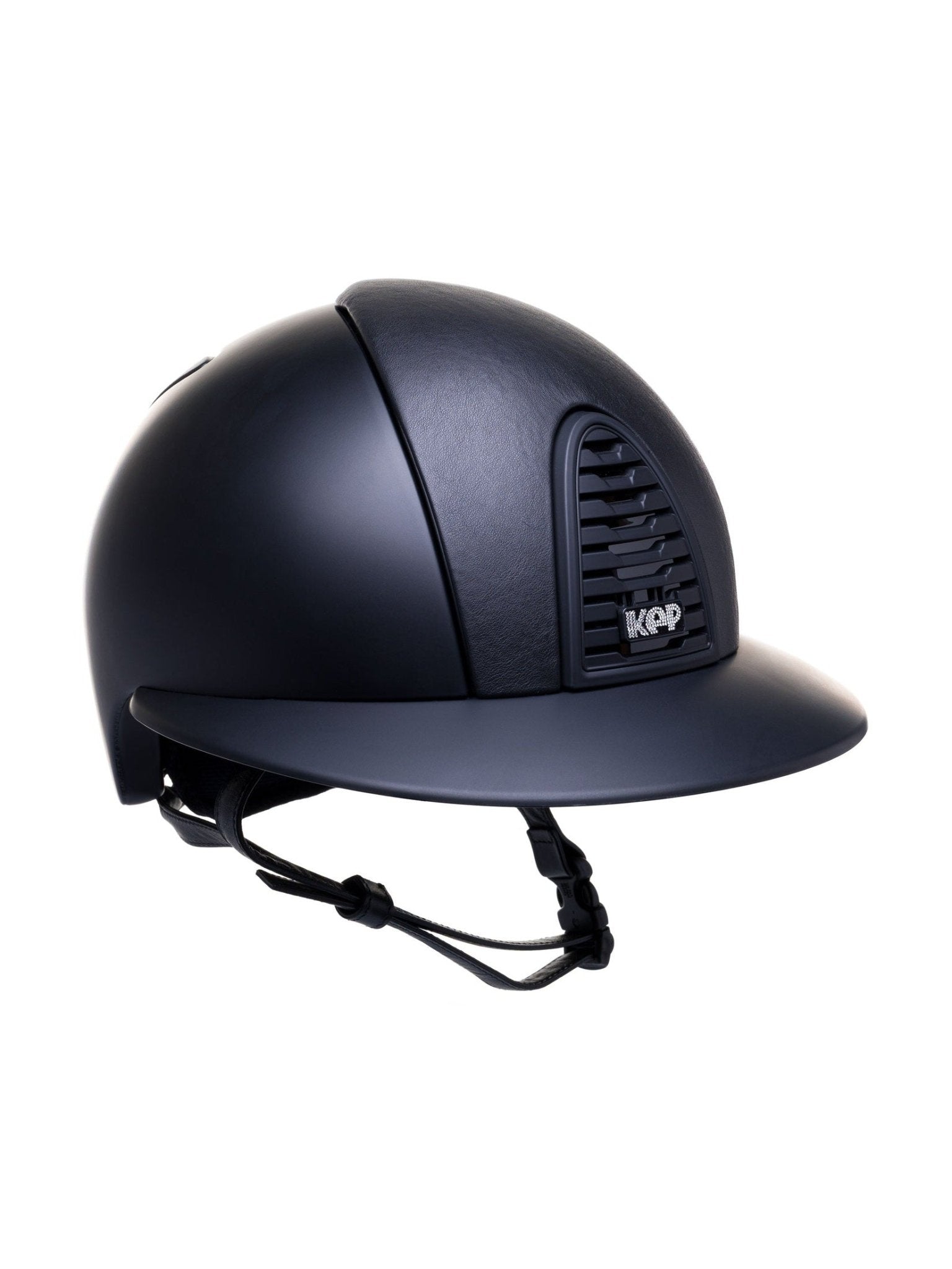 KEP ITALIA CROMO 2.0 TEXTILE KASK JEŹDZIECKI LEATHER FRONT REAR/CRISTALLI SUEDE LOGO CZARNY - KEP Italia Equishop