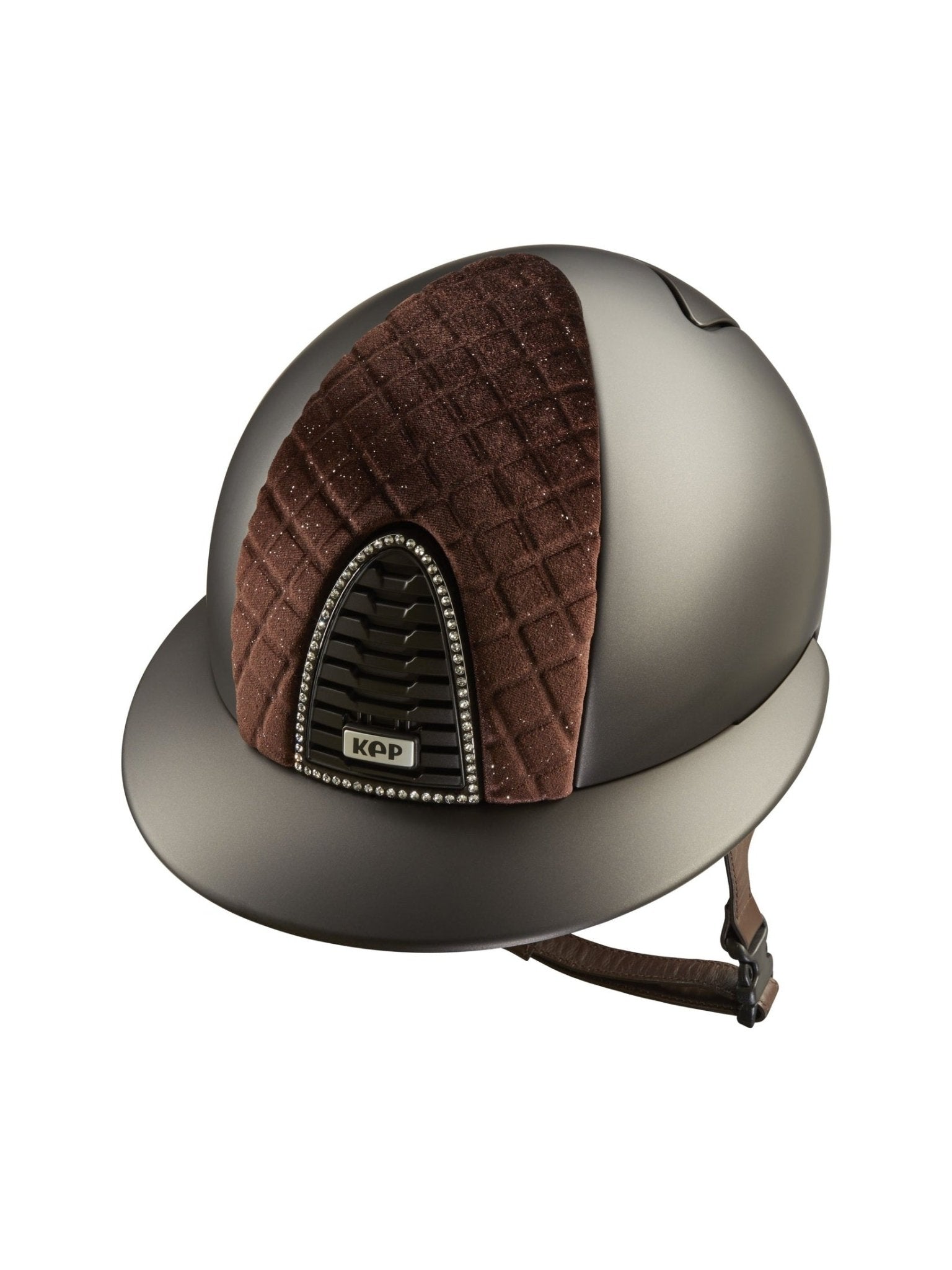 KEP ITALIA CROMO 2.0 TEXTILE KASK JEŹDZIECKI MILANO VELVET SHINING BROWN BRĄZOWY - KEP Italia Equishop