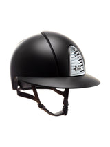 KEP ITALIA CROMO 2.0 TEXTILE KASK JEŹDZIECKI MIRROR CROMO FRAME GRID BUTTON/LEATHER BROWN/SLV SHINE LOGO CZARNY - KEP Italia Equishop