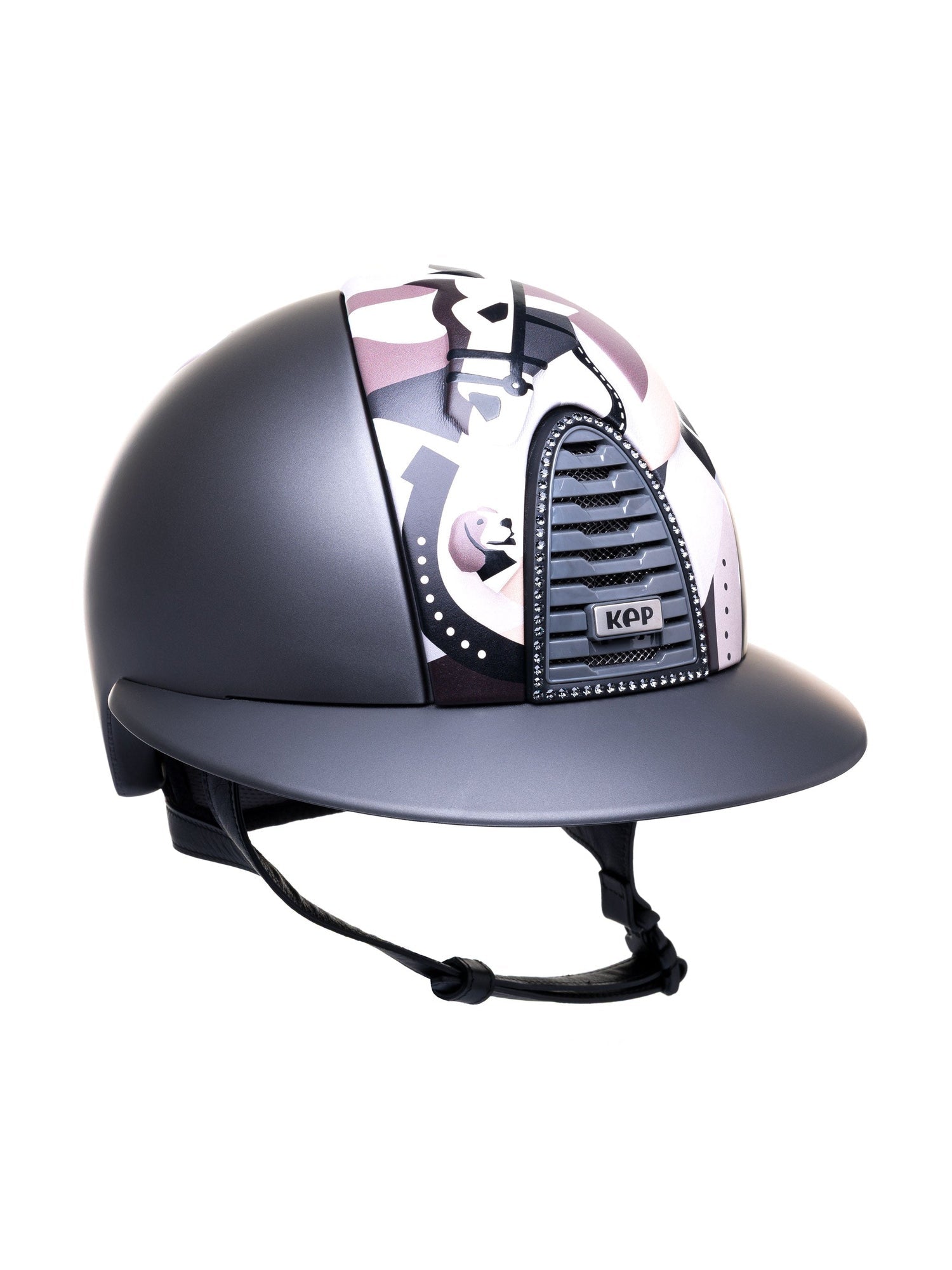 KEP ITALIA CROMO 2.0 TEXTILE KASK JEŹDZIECKI PEGASUS INSERTS/CRYSTALS SILVER NIGHT SZARY - KEP Italia Equishop