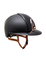 KEP ITALIA CROMO 2.0 TEXTILE KASK JEŹDZIECKI POLISH FRONT/POLISH POLO VISOR/BEIGE CHIN/ROSE GOLD FRAME/ZIRCONS RG LOGO CZARNY - KEP Italia Equishop