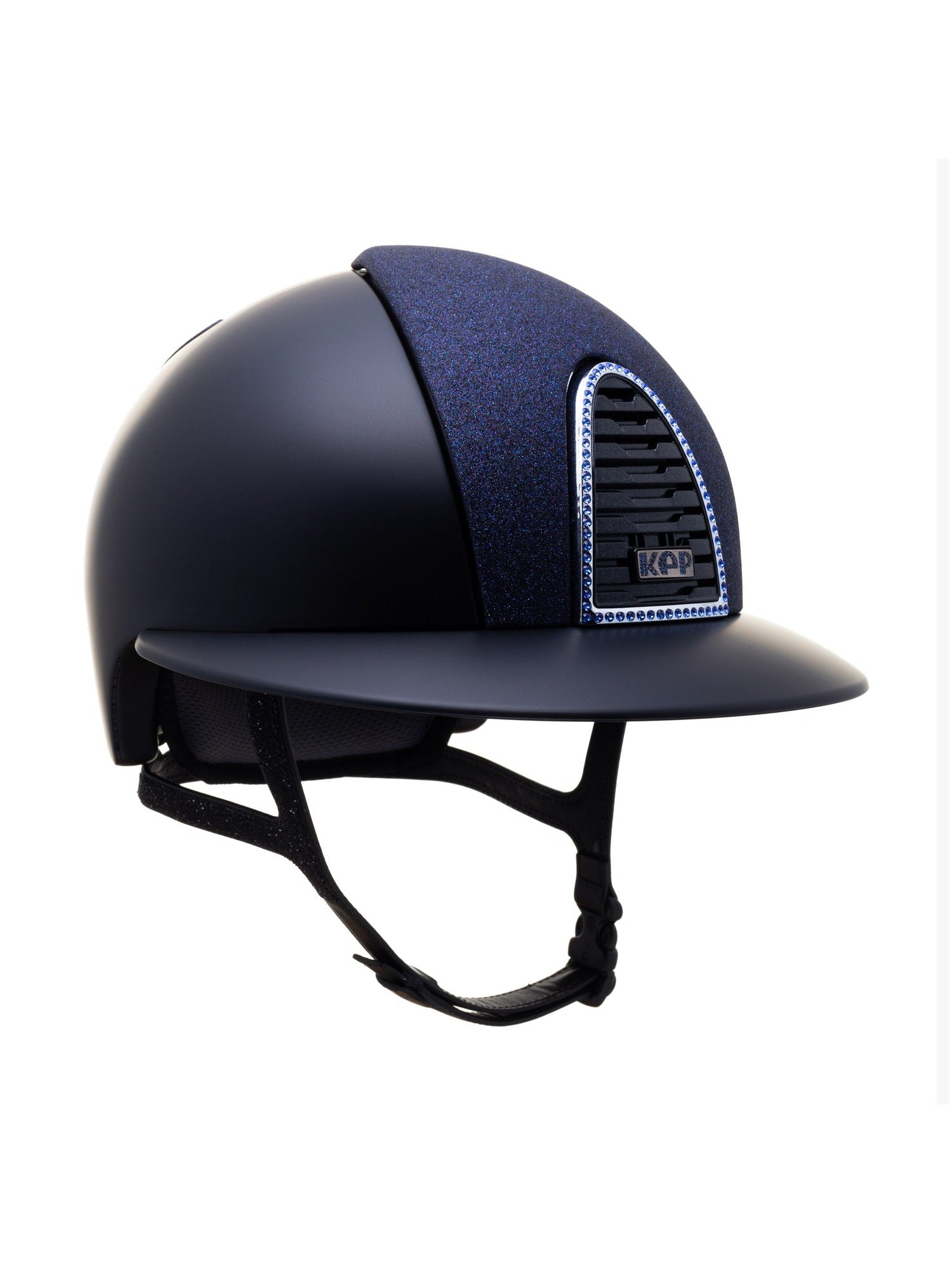 KEP ITALIA CROMO 2.0 TEXTILE KASK JEŹDZIECKI STAR BLUE/CRYSTAL BLK STRAP/DIAMOND BLK/ZIRCONI BLUE CZARNY - KEP Italia Equishop