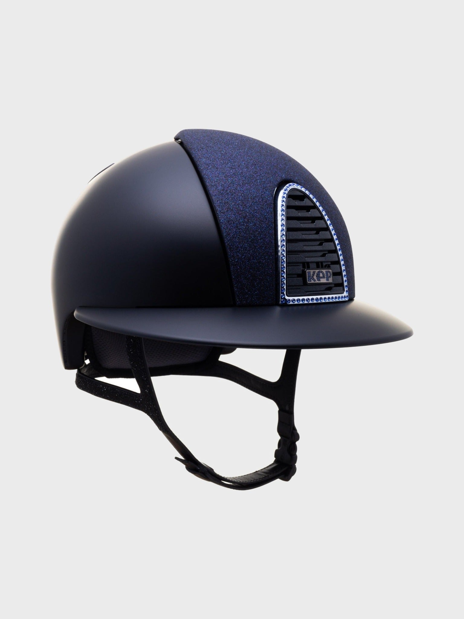 KEP ITALIA CROMO 2.0 TEXTILE KASK JEŹDZIECKI STAR BLUE/CRYSTAL BLK STRAP/DIAMOND BLK/ZIRCONI BLUE CZARNY - KEP Italia Equishop