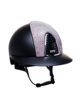 KEP ITALIA CROMO 2.0 TEXTILE KASK JEŹDZIECKI SUEDE GRIGIO NEBULA SILVER/CRYSTALS LOGO CZARNY - KEP Italia Equishop