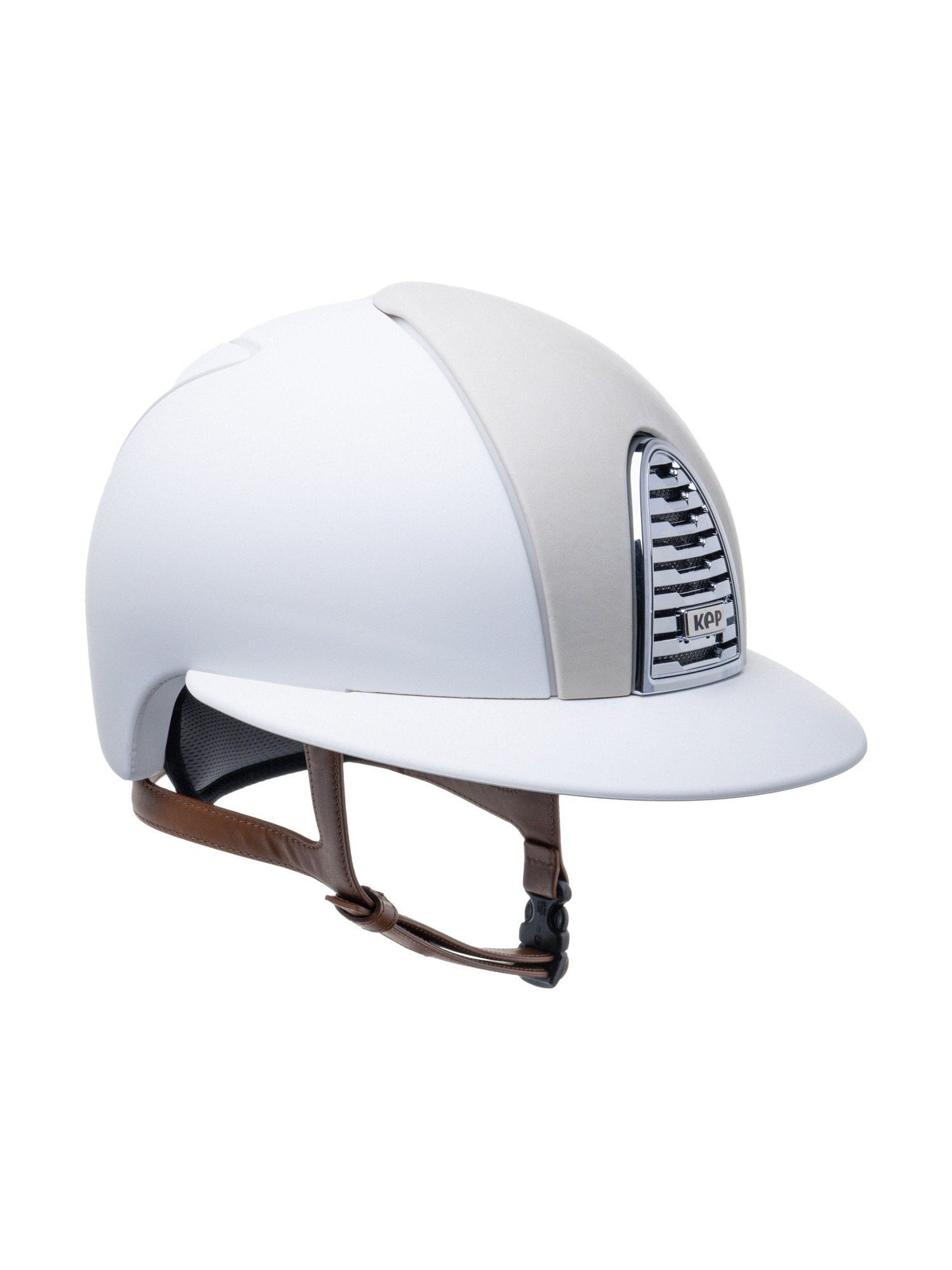 KEP ITALIA CROMO 2.0 TEXTURIZED KASK JEŹDZIECKI LEATHER CREAM / MIRROR SILVER BIAŁY - KEP Italia Equishop