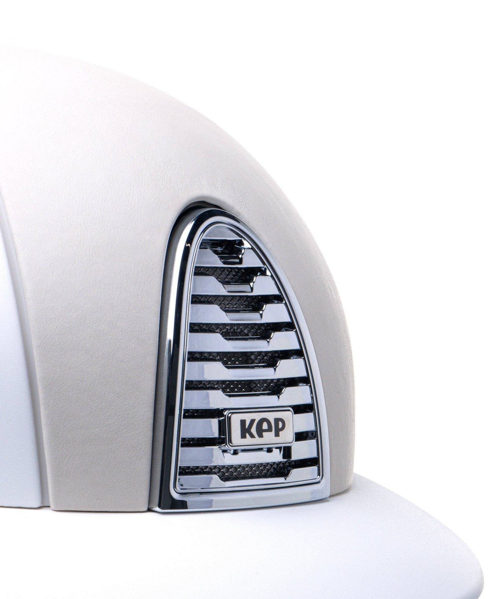 KEP ITALIA CROMO 2.0 TEXTURIZED KASK JEŹDZIECKI LEATHER CREAM / MIRROR SILVER BIAŁY - KEP Italia Equishop