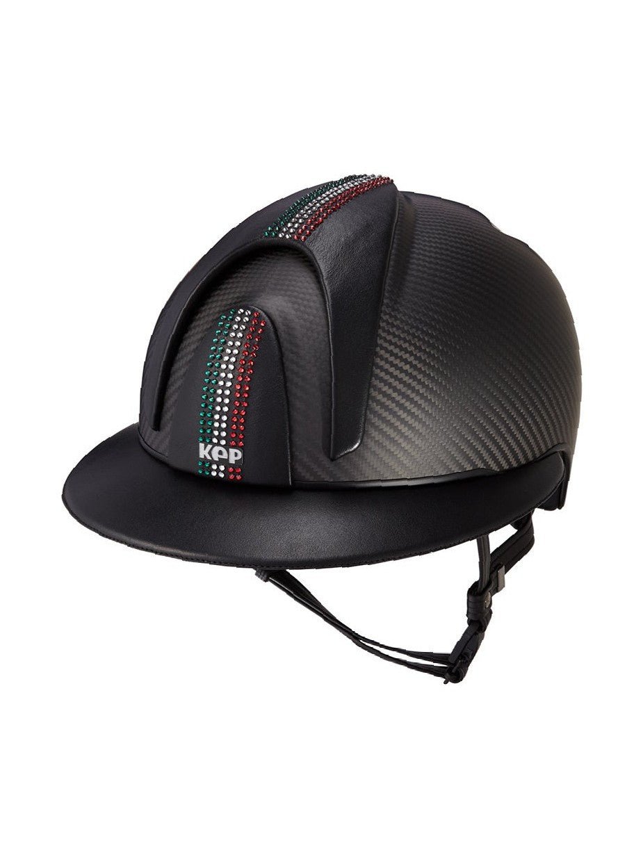 KEP ITALIA E - LIGHT MATT KASK JEŹDZIECKI LEATHER VISOR SWARO CZARNY - KEP Italia Equishop