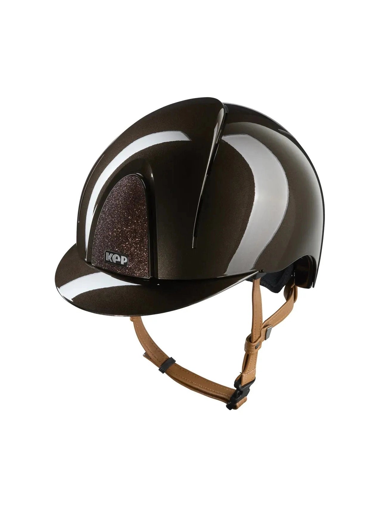 KEP SMART NOVA KASK JEŹDZIECKI POLISH BRĄZOWY Z BEŻOWYM PASKIEM SHINY STAR - Kep Italia Equishop