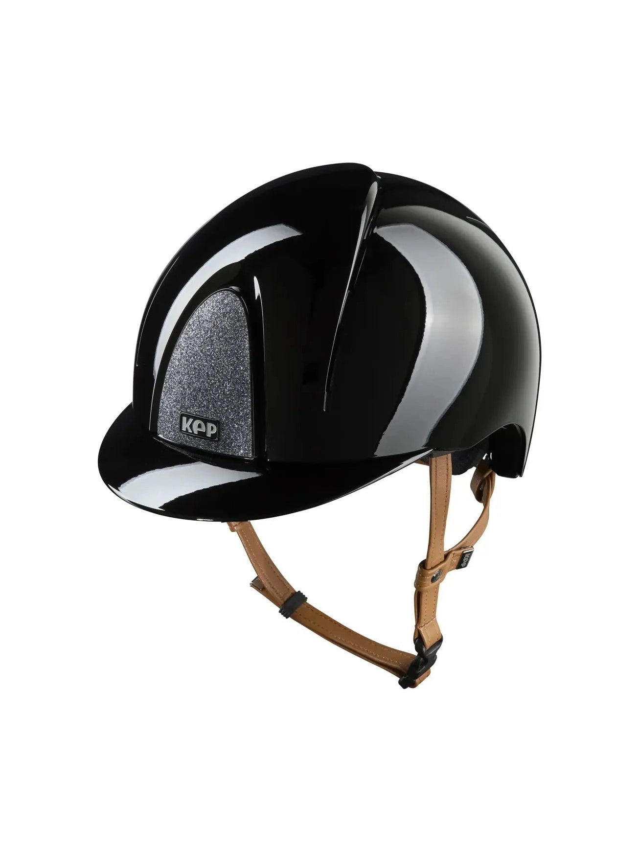 KEP SMART NOVA KASK JEŹDZIECKI POLISH CZARNY Z BEŻOWYM PASKIEM SHINY STAR SILVER - Kep Italia Equishop