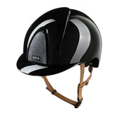 KEP SMART NOVA KASK JEŹDZIECKI POLISH CZARNY Z BEŻOWYM PASKIEM SHINY STAR SILVER - Kep Italia Equishop