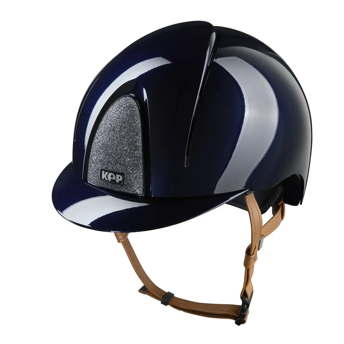 KEP SMART NOVA KASK JEŹDZIECKI POLISH GRANATOWY Z BEŻOWYM PASKIEM SHINY STAR SILVER - Kep Italia Equishop