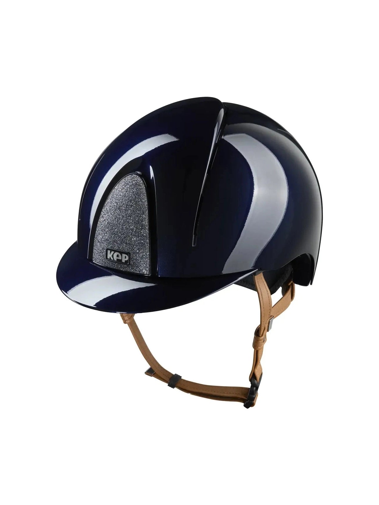 KEP SMART NOVA KASK JEŹDZIECKI POLISH GRANATOWY Z BEŻOWYM PASKIEM SHINY STAR SILVER - Kep Italia Equishop
