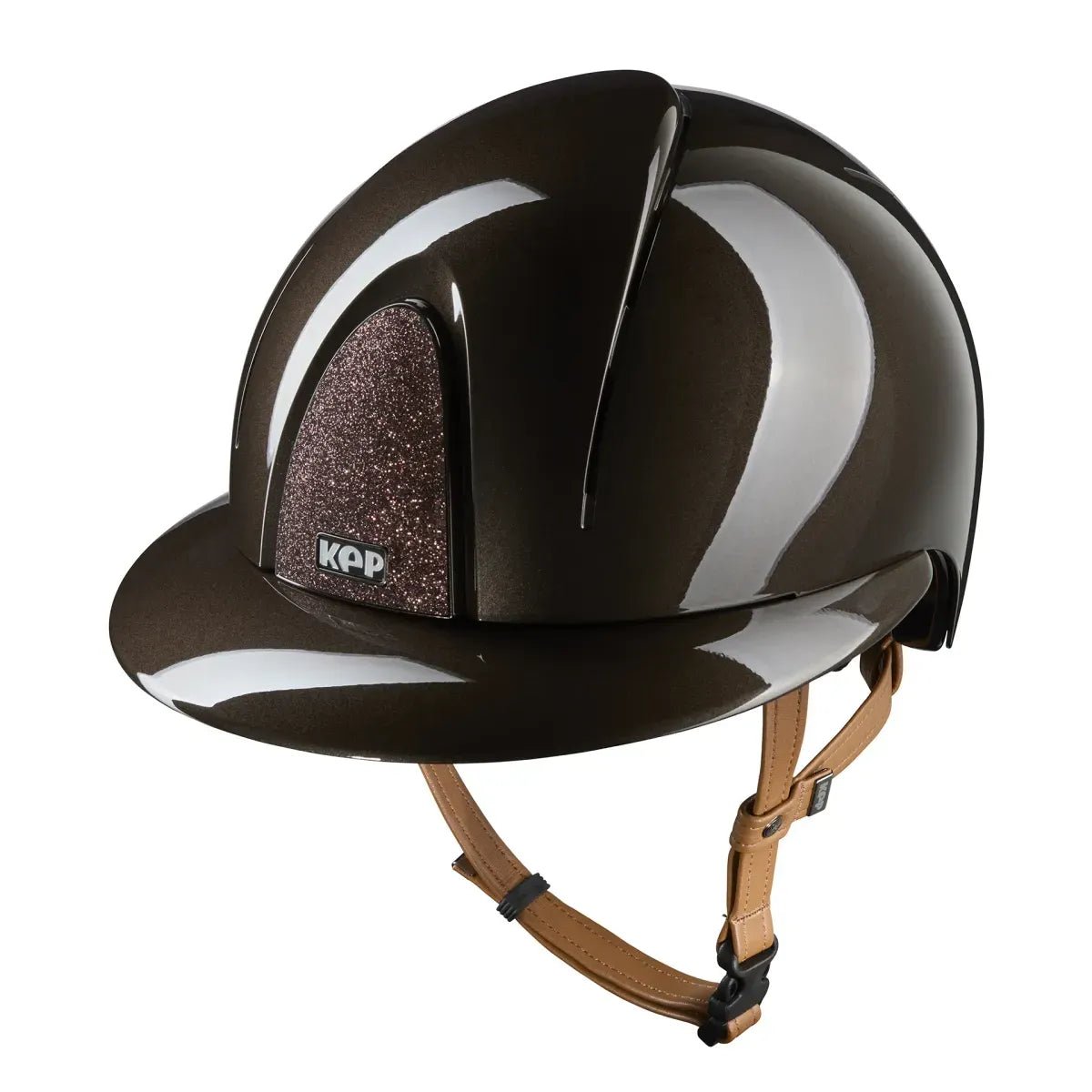 KEP SMART NOVA KASK JEŹDZIECKI POLISH POLO BRĄZOWY Z BEŻOWYM PASKIEM SHINY STAR - Kep Italia Equishop