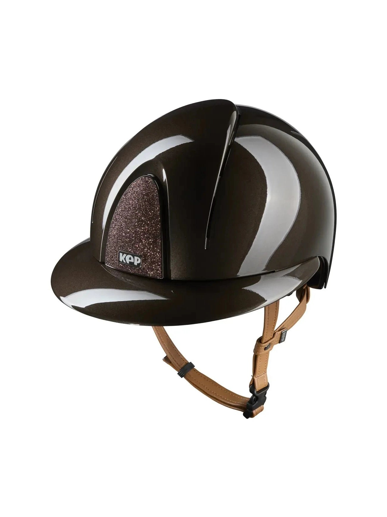 KEP SMART NOVA KASK JEŹDZIECKI POLISH POLO BRĄZOWY Z BEŻOWYM PASKIEM SHINY STAR - Kep Italia Equishop