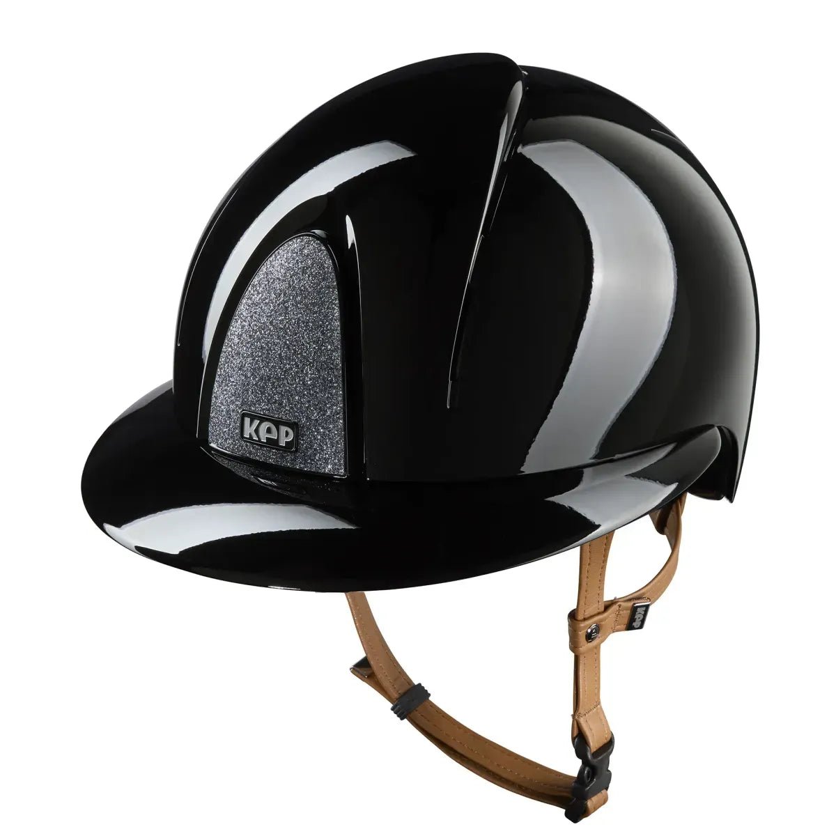 KEP SMART NOVA KASK JEŹDZIECKI POLISH POLO CZARNY Z BEŻOWYM PASKIEM SHINY STAR SILVER - Kep Italia Equishop