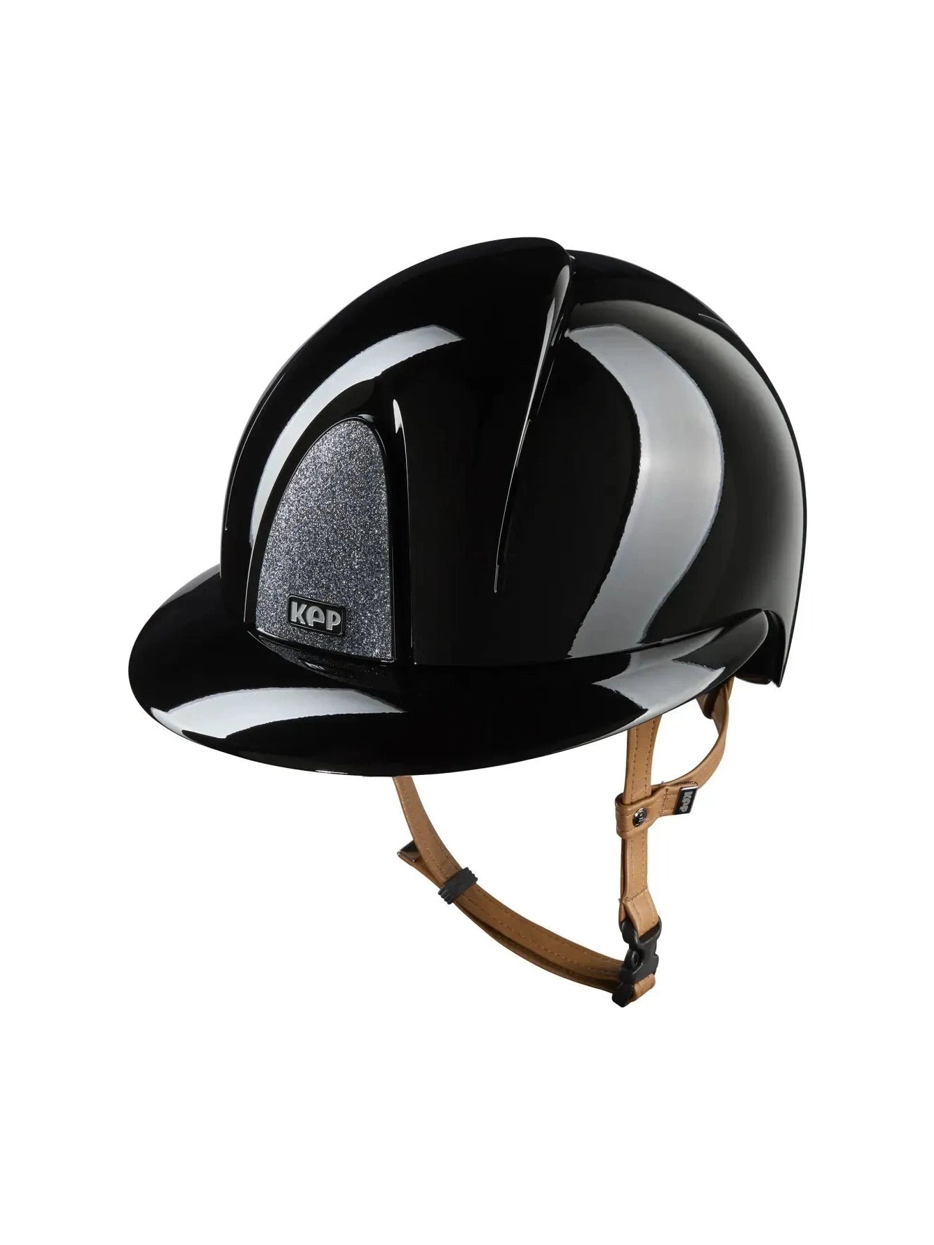 KEP SMART NOVA KASK JEŹDZIECKI POLISH POLO CZARNY Z BEŻOWYM PASKIEM SHINY STAR SILVER - Kep Italia Equishop