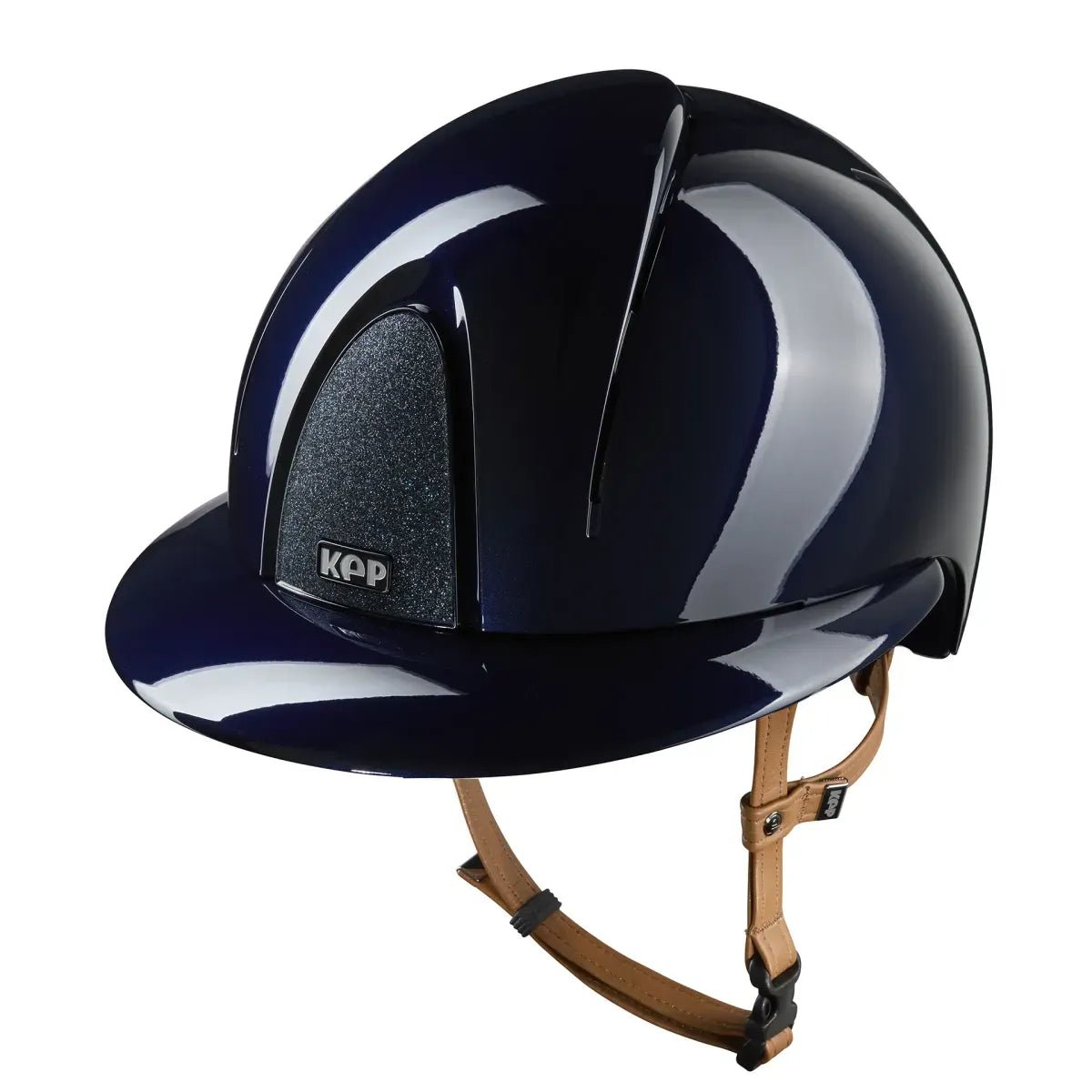 KEP SMART NOVA KASK JEŹDZIECKI POLISH POLO GRANATOWY Z BEŻOWYM PASKIEM SHINY STAR - Kep Italia Equishop