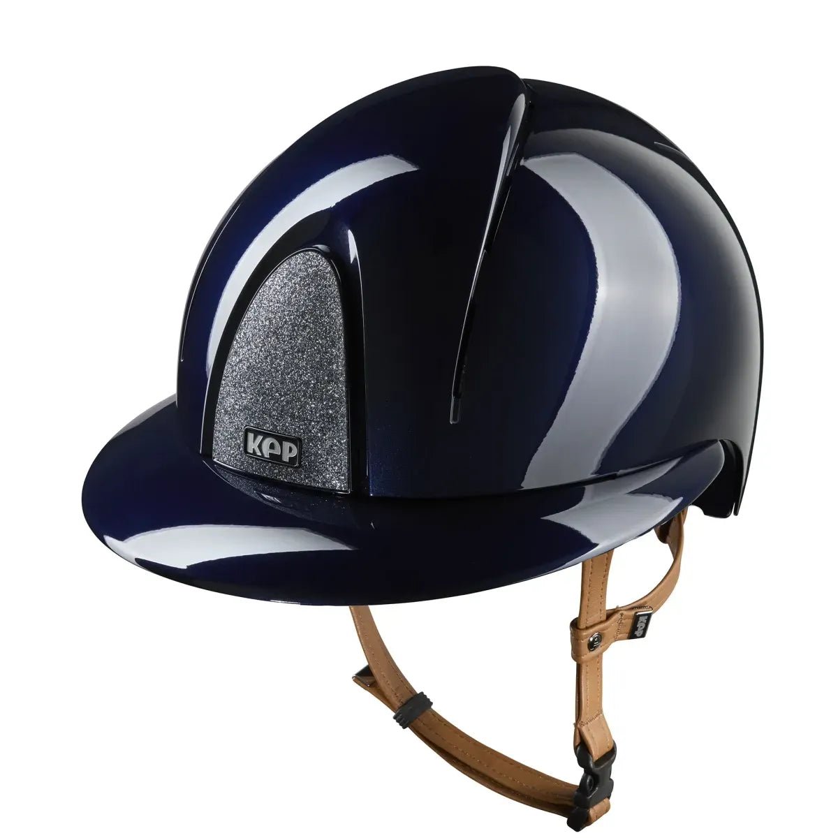 KEP SMART NOVA KASK JEŹDZIECKI POLISH POLO GRANATOWY Z BEŻOWYM PASKIEM SHINY STAR SILVER - Kep Italia Equishop