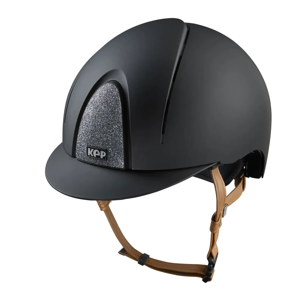 KEP SMART NOVA KASK JEŹDZIECKI TEXTILE CZARNY Z BEŻOWYM PASKIEM SHINY STAR SILVER - Kep Italia Equishop