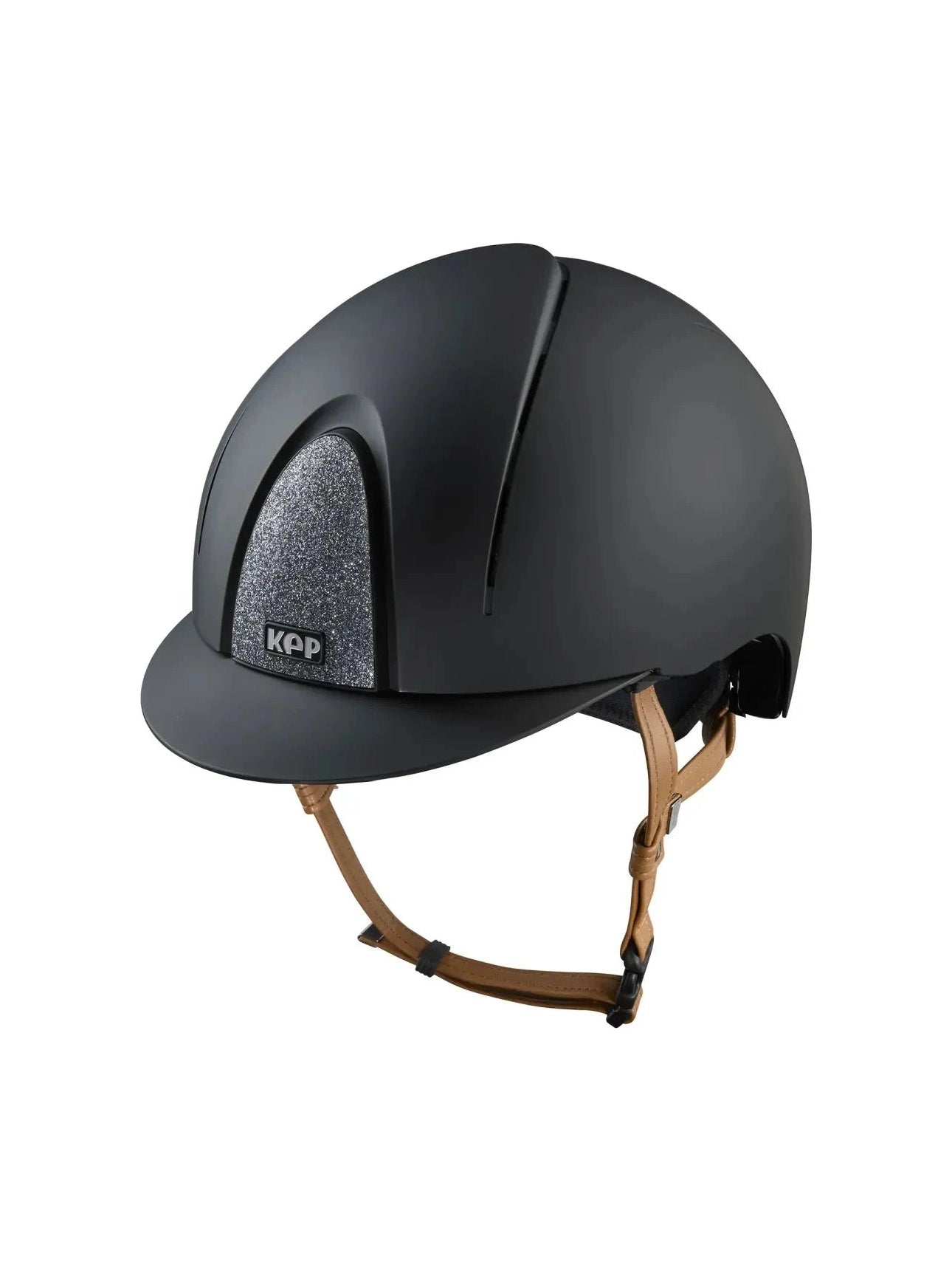 KEP SMART NOVA KASK JEŹDZIECKI TEXTILE CZARNY Z BEŻOWYM PASKIEM SHINY STAR SILVER - Kep Italia Equishop
