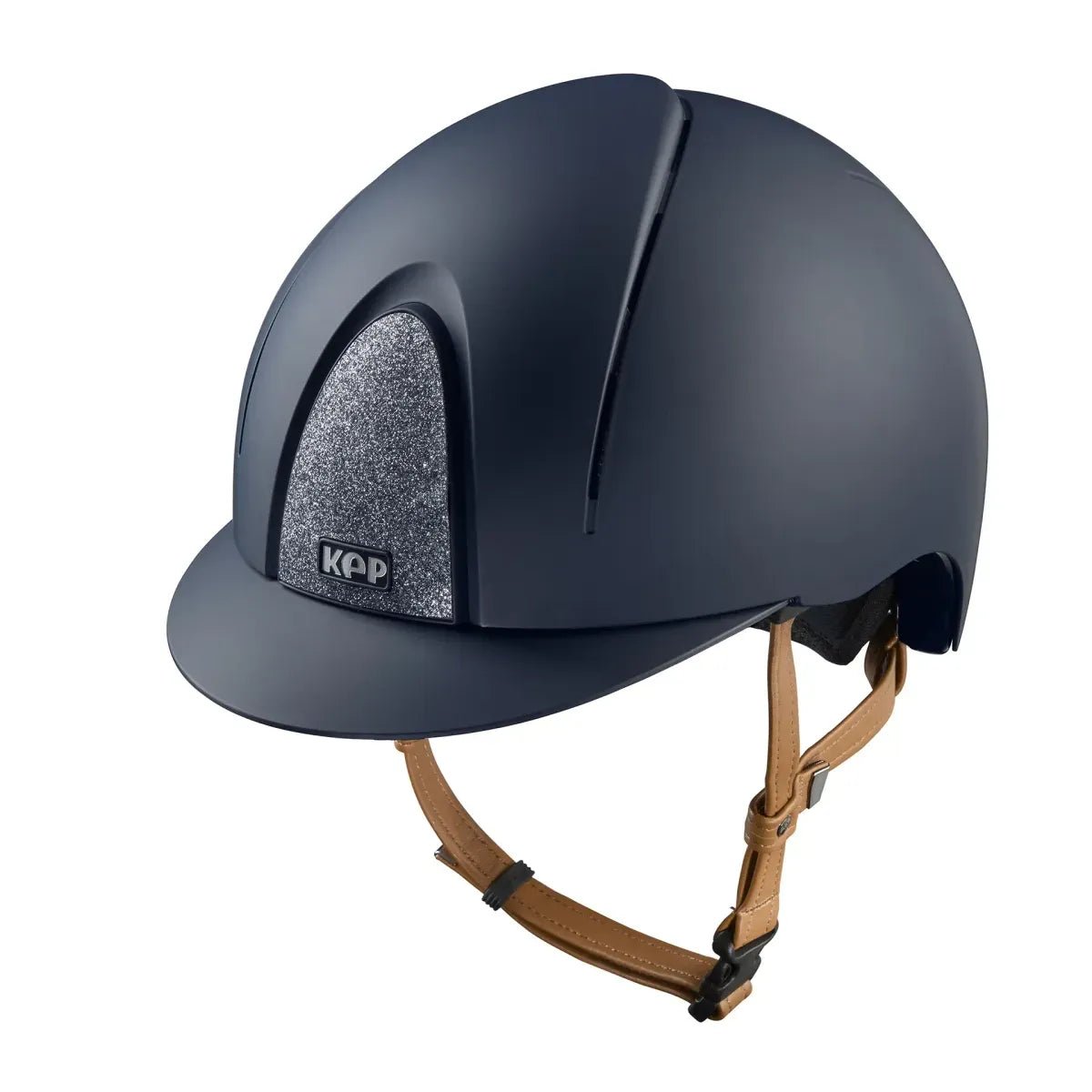 KEP SMART NOVA KASK JEŹDZIECKI TEXTILE GRANATOWY Z BEŻOWYM PASKIEM SHINY STAR SILVER - Kep Italia Equishop
