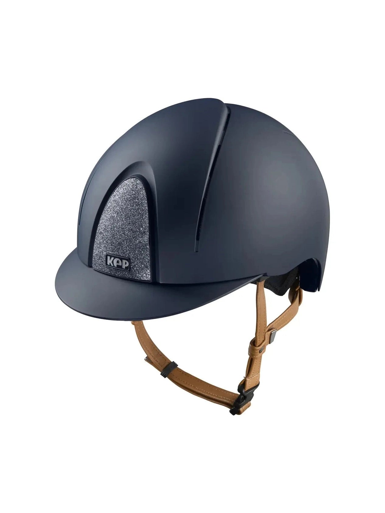 KEP SMART NOVA KASK JEŹDZIECKI TEXTILE GRANATOWY Z BEŻOWYM PASKIEM SHINY STAR SILVER - Kep Italia Equishop