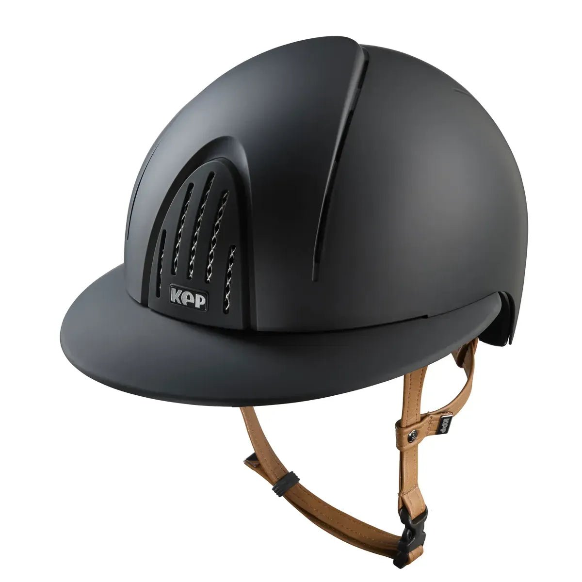 KEP SMART NOVA KASK JEŹDZIECKI TEXTILE POLO CZARNY Z BEŻOWYM PASKIEM - Kep Italia Equishop