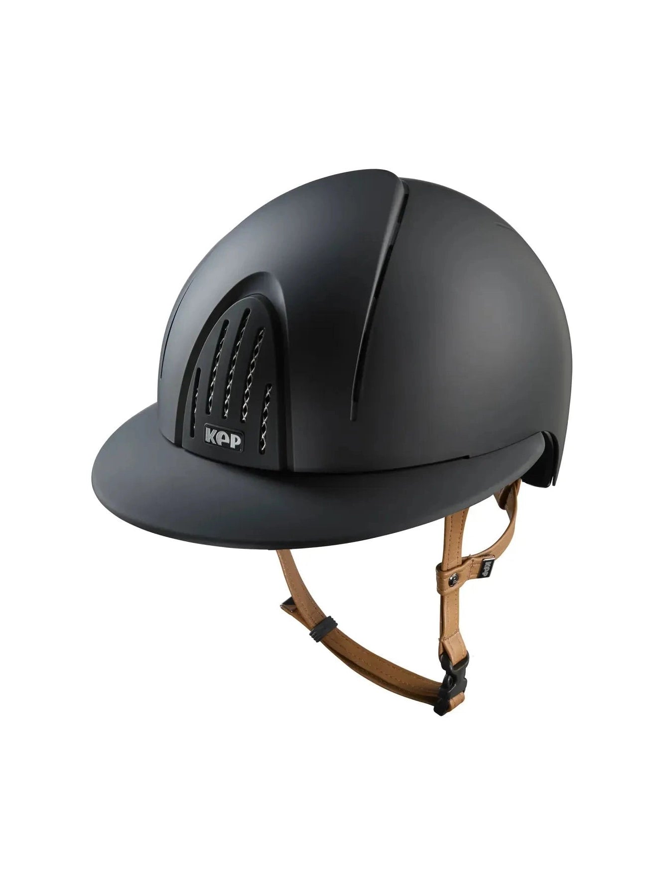 KEP SMART NOVA KASK JEŹDZIECKI TEXTILE POLO CZARNY Z BEŻOWYM PASKIEM - Kep Italia Equishop