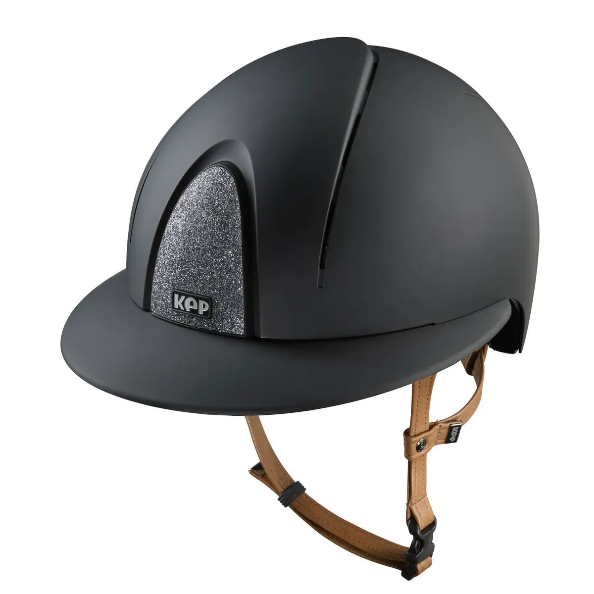 KEP SMART NOVA KASK JEŹDZIECKI TEXTILE POLO CZARNY Z BEŻOWYM PASKIEM SHINY STAR SILVER - Kep Italia Equishop