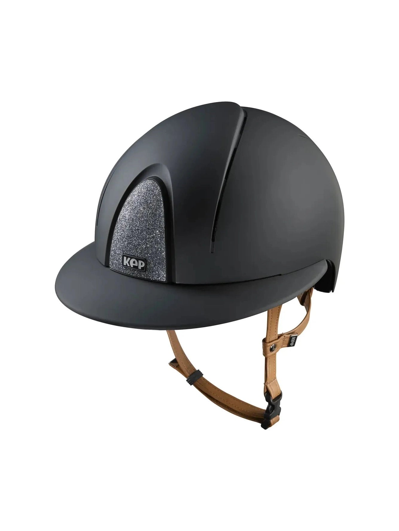 KEP SMART NOVA KASK JEŹDZIECKI TEXTILE POLO CZARNY Z BEŻOWYM PASKIEM SHINY STAR SILVER - Kep Italia Equishop