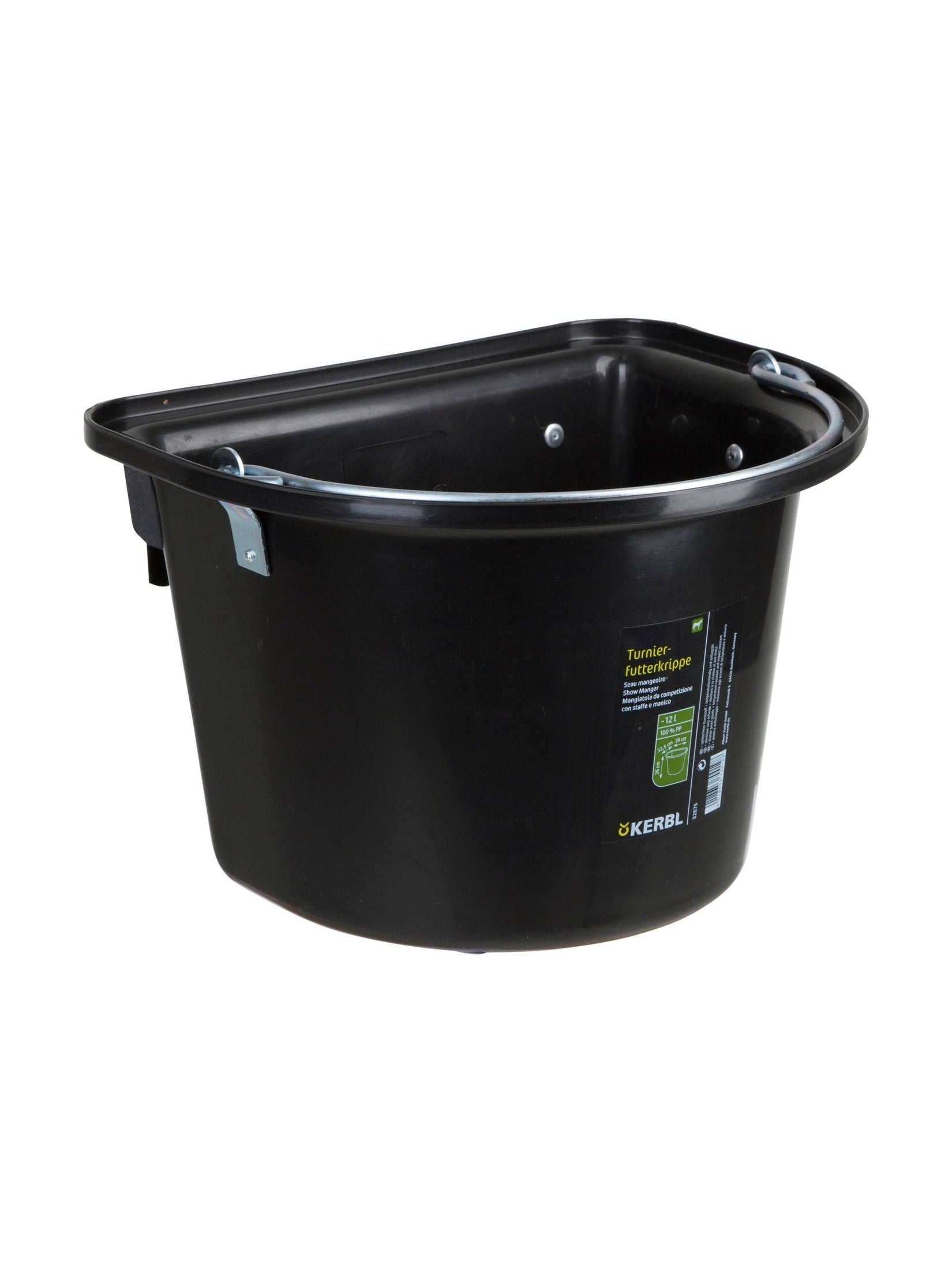 KERBL ŻŁÓB NA PASZĘ DLA KONIA Z ZAWIESIEM I PAŁĄKIEM 12 L CZARNY