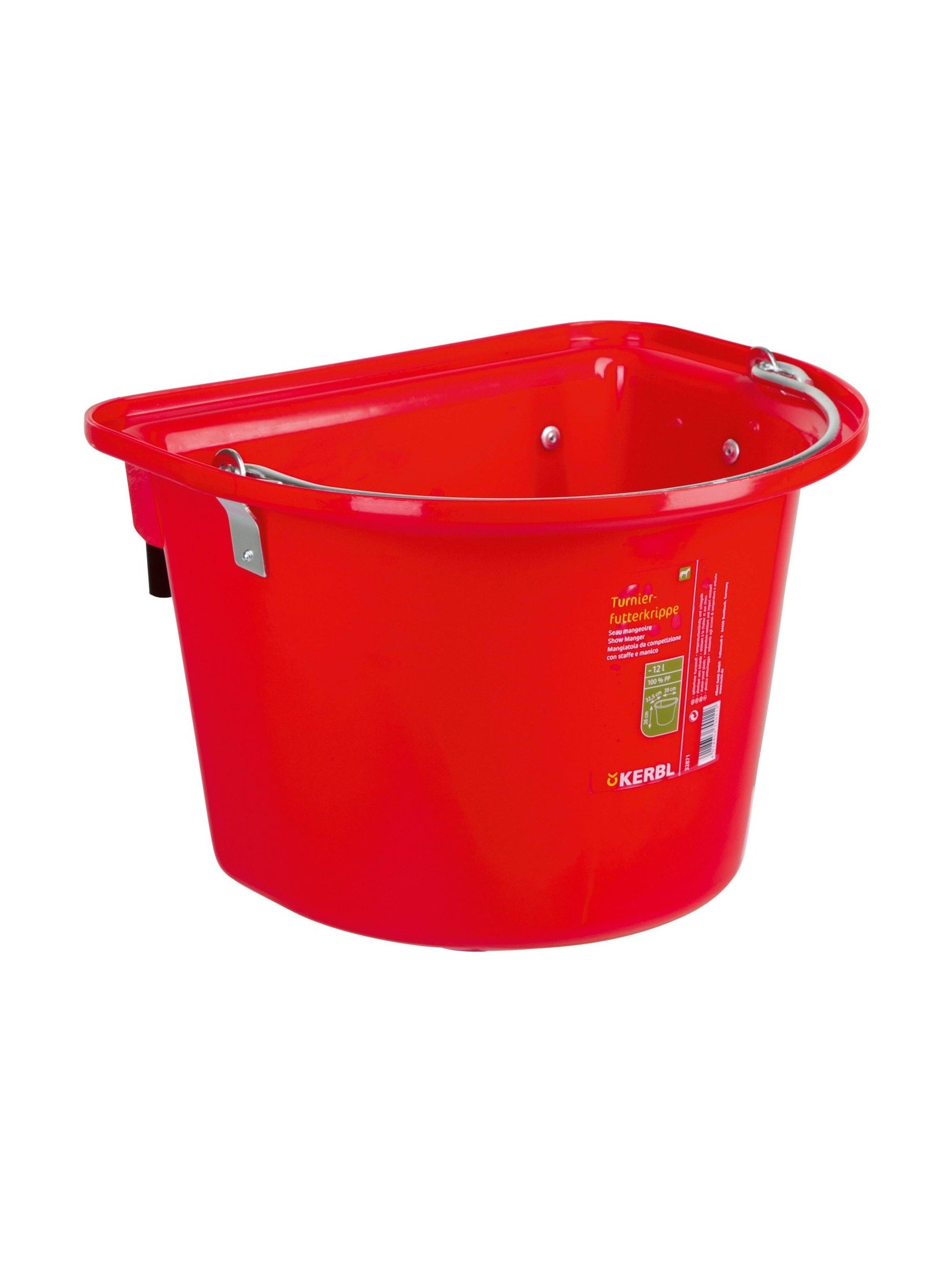 KERBL ŻŁÓB NA PASZĘ DLA KONIA Z ZAWIESIEM I PAŁĄKIEM 12 L CZERWONY
