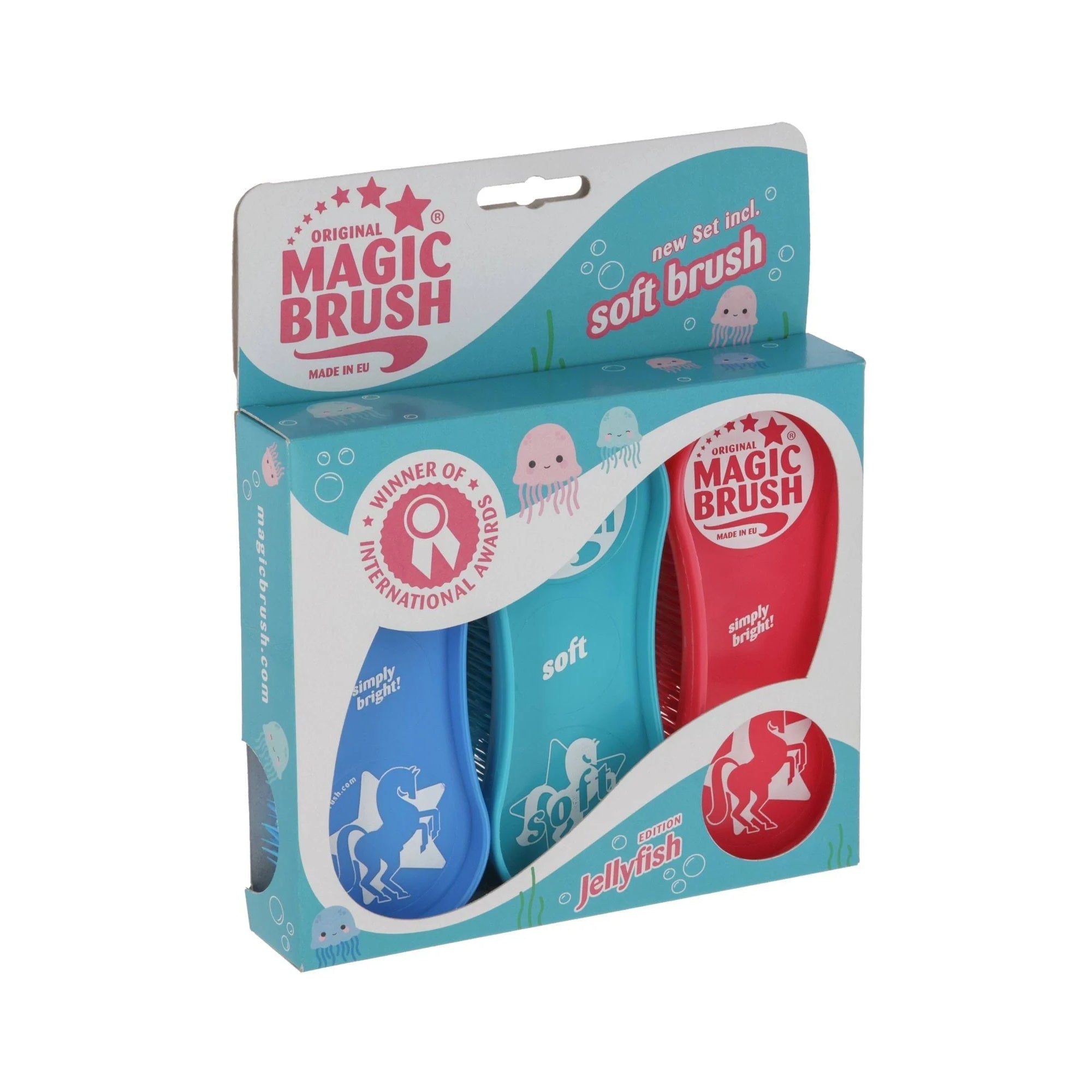 MAGIC BRUSH JELLYFISH ZESTAW TRZECH KOLOROWYCH SZCZOTEK DLA KONIA - Magic Brush Equishop Pielęgnacja koni