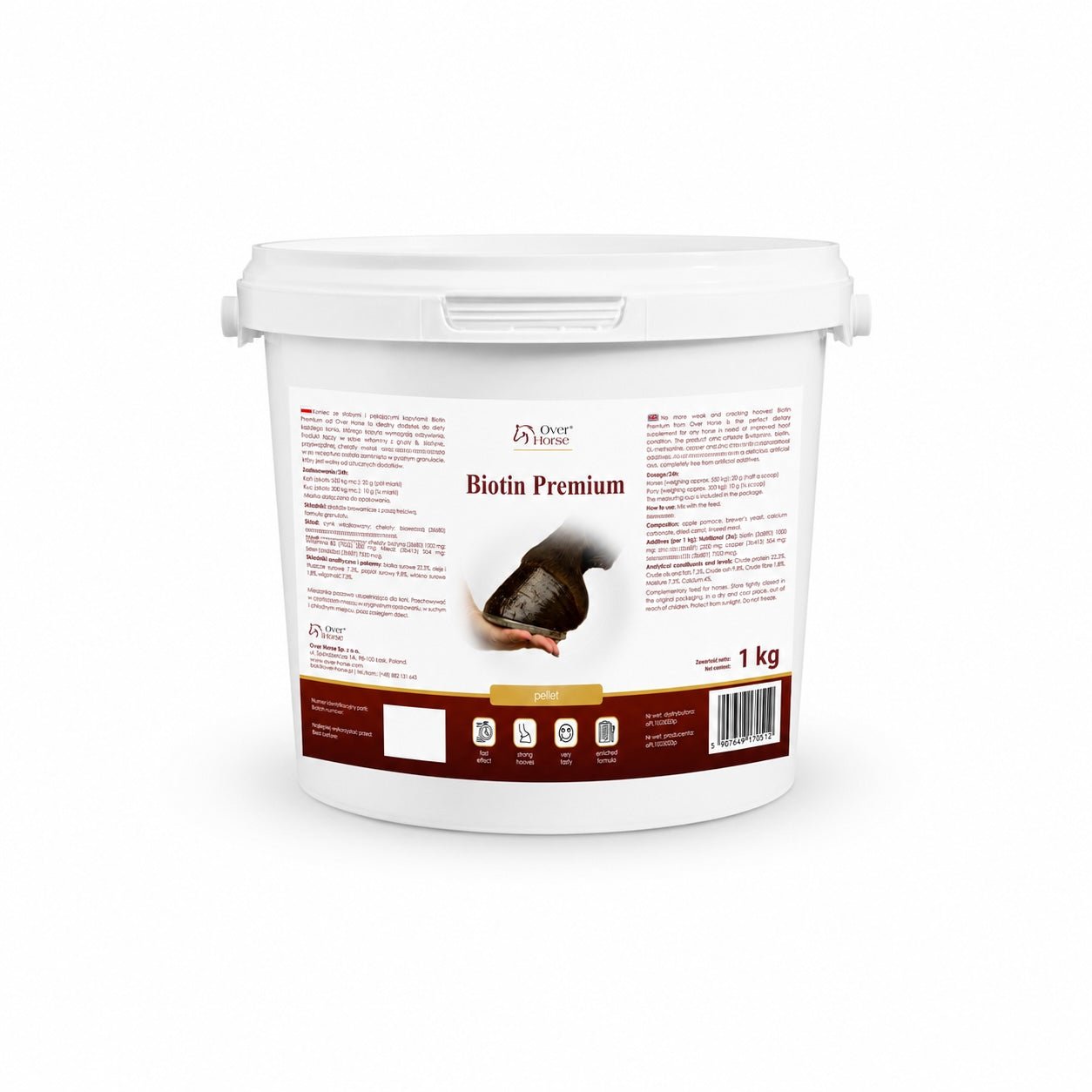 OVER HORSE BIOTIN PREMIUM PREPARAT NA KOPYTA I SIERŚĆ 1KG - OVER HORSE Equishop
