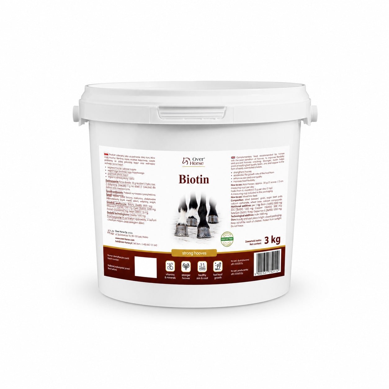 OVER HORSE BIOTIN PREMIUM PREPARAT NA KOPYTA I SIERŚĆ 3KG - OVER HORSE Equishop