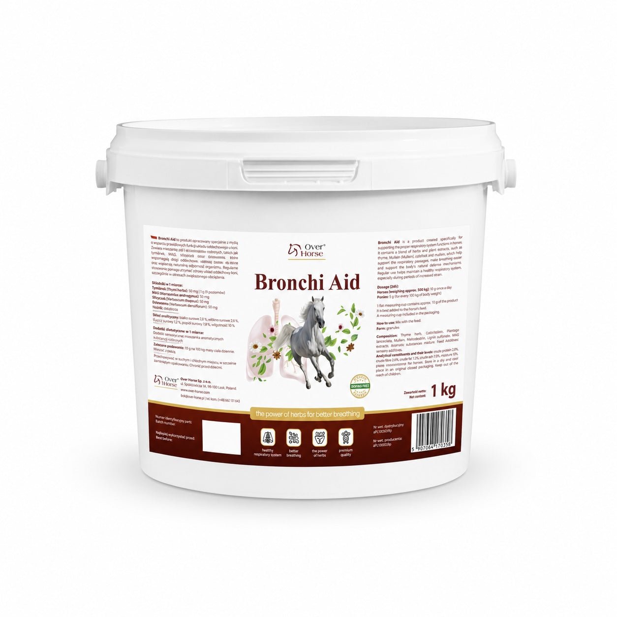 OVER HORSE BRONCHI AID SUPLEMENT DLA KONI Z PROBLEMAMI Z UKŁADEM ODDECHOWYM 1KG - OVER HORSE Equishop