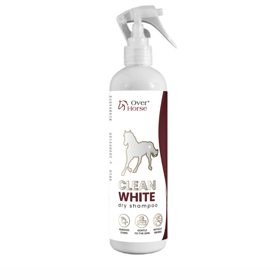 OVER HORSE SUCHY SZAMPON DLA SIWYCH KONI CLEAN WHITE SHAMPOO 400ML - Over Horse Equishop