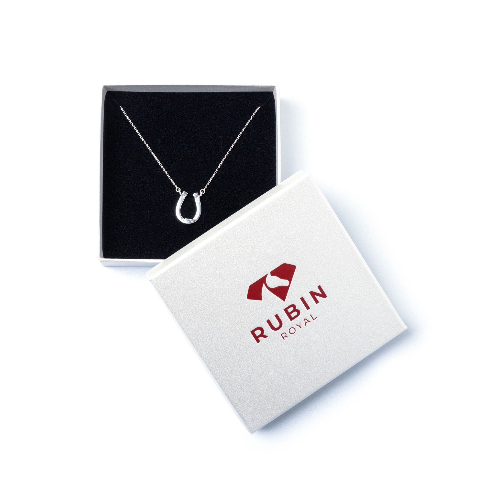 RUBIN ROYAL SREBRNY NASZYJNIK JEŹDZIECKI Z ZAWIESZKĄ KOŃSKA PODKOWA PRÓBA 925